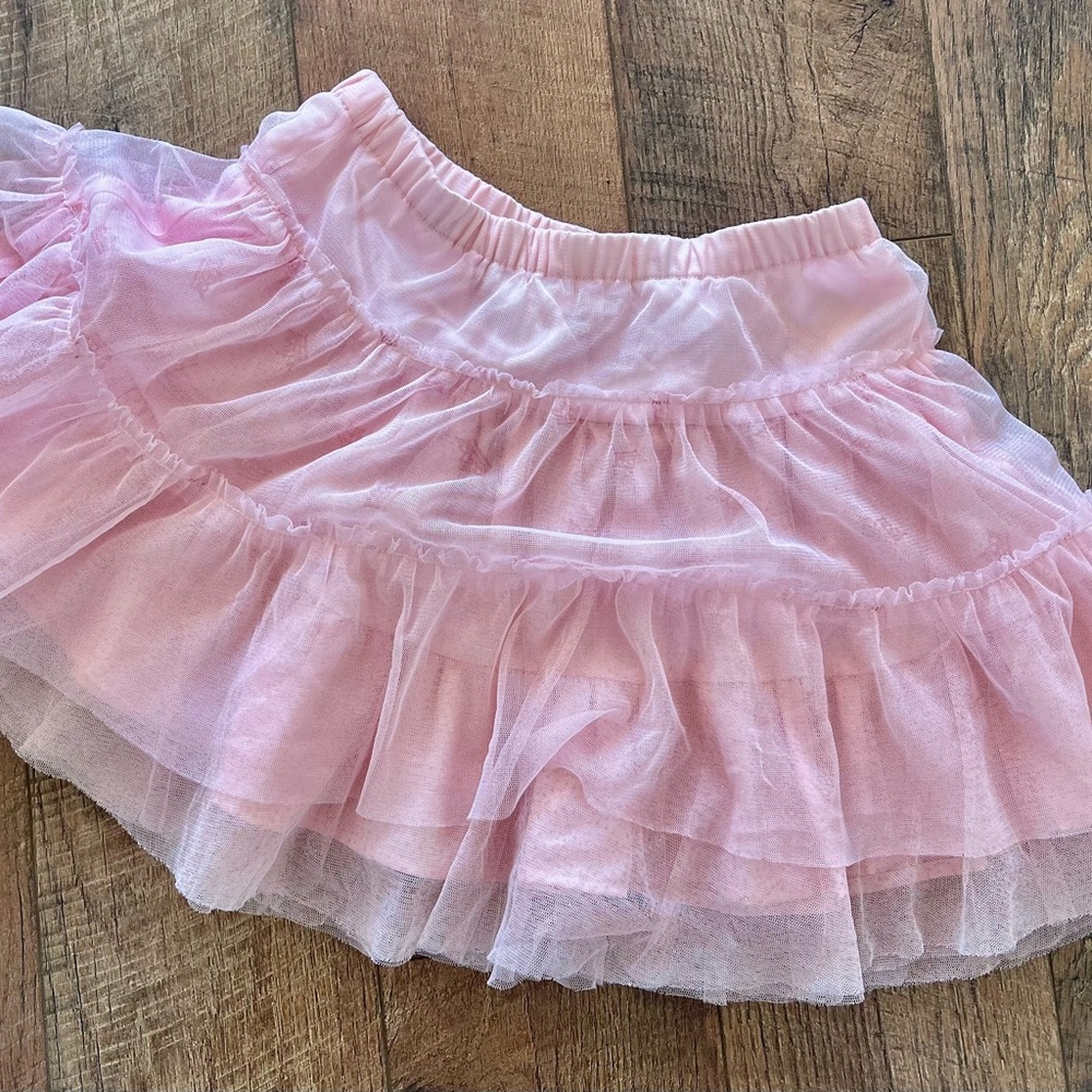 Kids Pink Tulle Layered Skirt and bonus slip